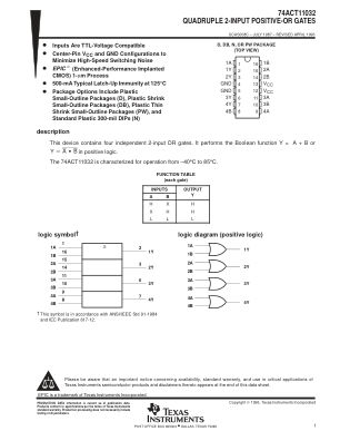 74ACT11032 数据手册首页