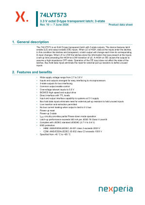 74LVT573PW datasheet cover page