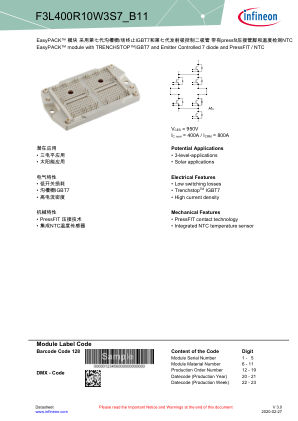 F3L400R10W3S7-B11 数据手册首页