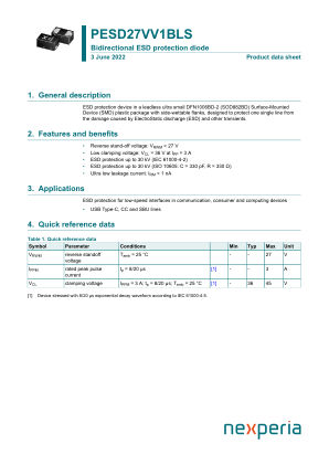 PESD27VV1BLSYL datasheet cover page
