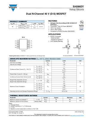SI4286DY 数据手册首页