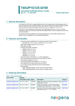 74AUP1G125GW-Q100H datasheet cover page