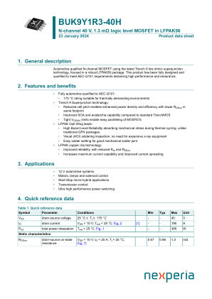 BUK9Y1R3-40HX datasheet cover page
