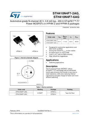 STH410N4F7-2AG 数据手册首页