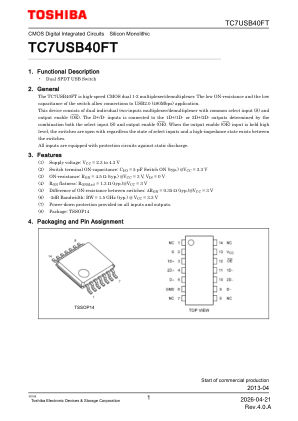 TC7USB40FT datasheet cover page
