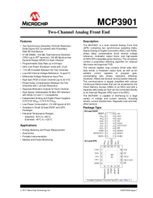 MCP3901A0-E 数据手册首页
