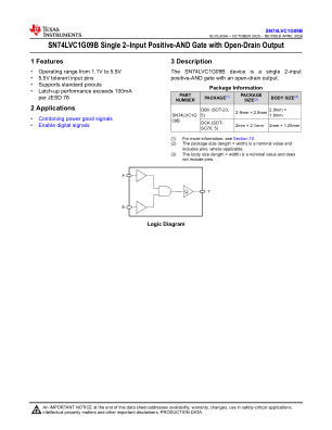 SN74LVC1G09B 数据手册首页
