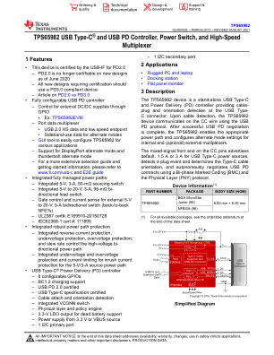 TPS65982 datasheet cover page