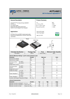 AOTL66811 datasheet cover page