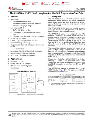 TPA6139A2 datasheet cover page