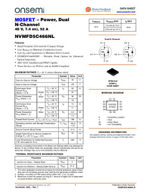 NVMFD5C466NL datasheet cover page