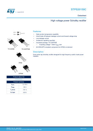 STPS20150C datasheet cover page