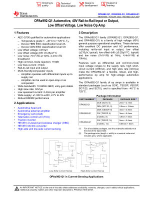 OPA992-Q1 datasheet cover page