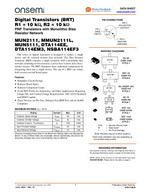 DTA114E datasheet cover page