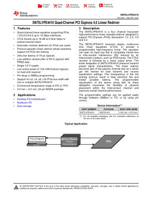 SN75LVPE4410 datasheet cover page