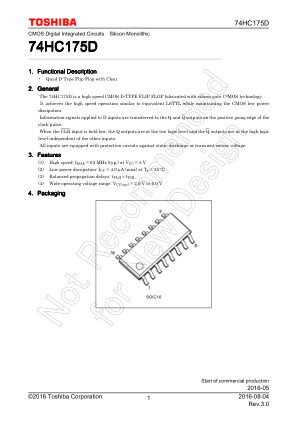 74HC175D datasheet cover page