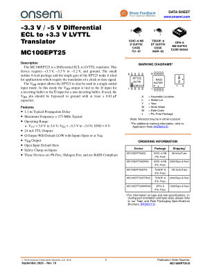 MC100EPT25 数据手册首页
