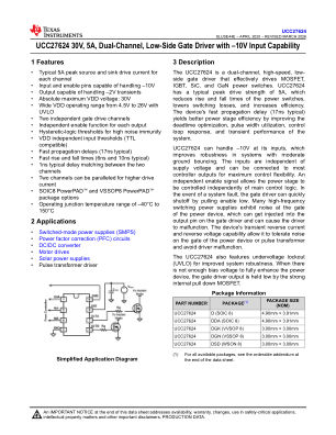 UCC27624 datasheet cover page