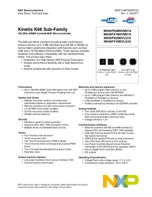 K66P144M180SF5V2 数据手册首页
