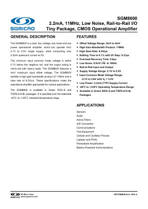 SGM8600 datasheet cover page