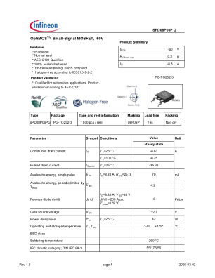 SPD08P06P-G datasheet cover page