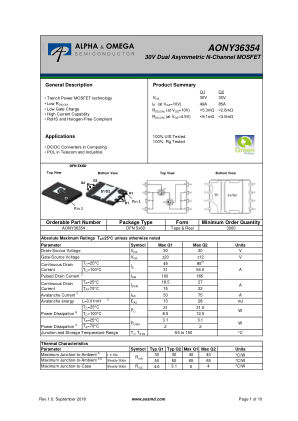 AONY36354 datasheet cover page