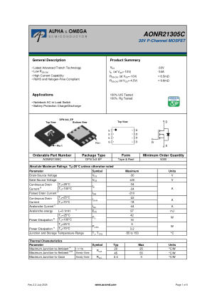 AONR21305C datasheet cover page
