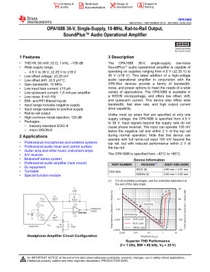 OPA1688 datasheet cover page