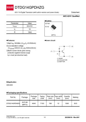 DTDG14GPDHZG 数据手册首页