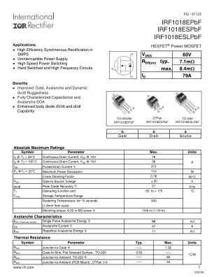 IRF1018E 数据手册首页