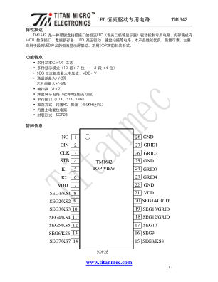 TM1642 datasheet cover page