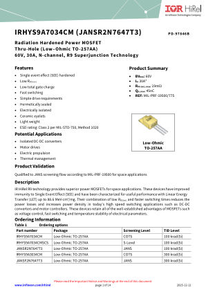 IRHYS9A7034CM datasheet cover page