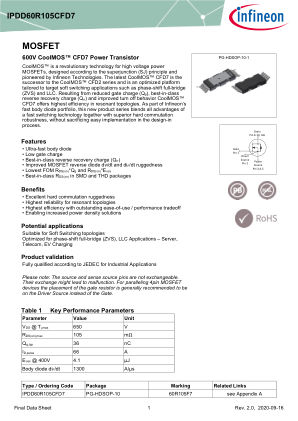 IPDD60R105CFD7 数据手册首页