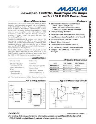 MAX4030E datasheet cover page