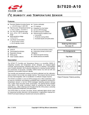 SI7020-A10-IM datasheet cover page