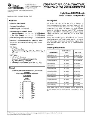 CD74HCT158 datasheet cover page