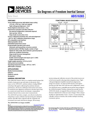 ADIS16365 数据手册首页