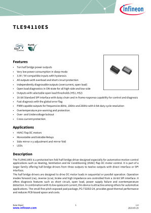 TLE94110ES datasheet cover page