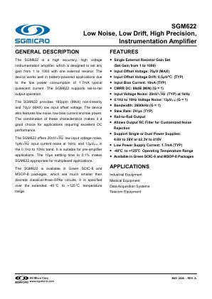 SGM622 datasheet cover page