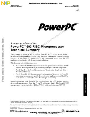 MPC603 datasheet cover page