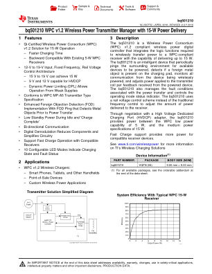 BQ501210 datasheet cover page