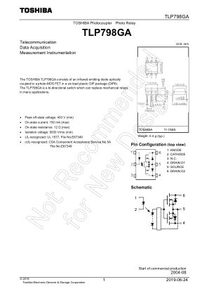 TLP798GA 数据手册首页