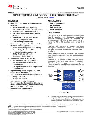TAS5630 datasheet cover page