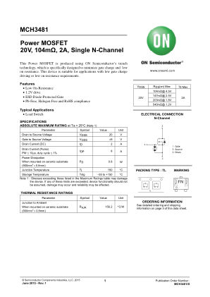 MCH3481 datasheet cover page