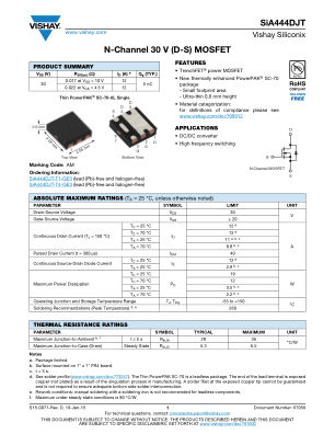 SIA444DJT datasheet cover page