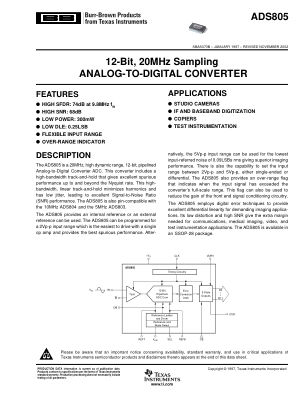 ADS805 datasheet cover page