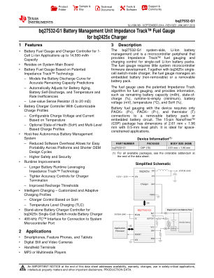 BQ27532-G1 datasheet cover page