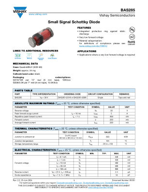 BAS285 datasheet cover page