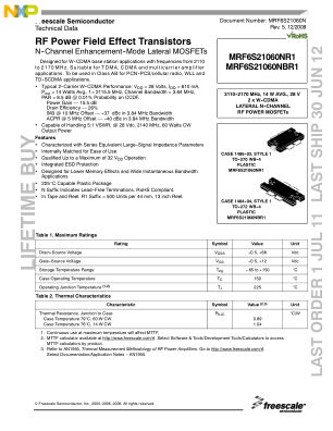 MRF6S21060N datasheet cover page