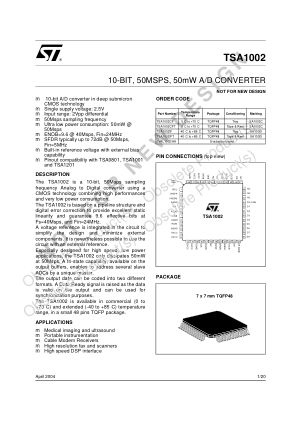 TSA1002 数据手册首页